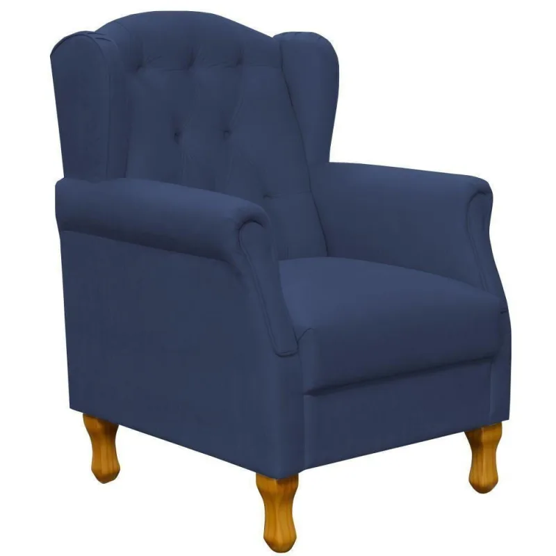 Poltrona Para Sala De Estar Yara P02 Suede Azul Lyam Decor - Lyam Decor
