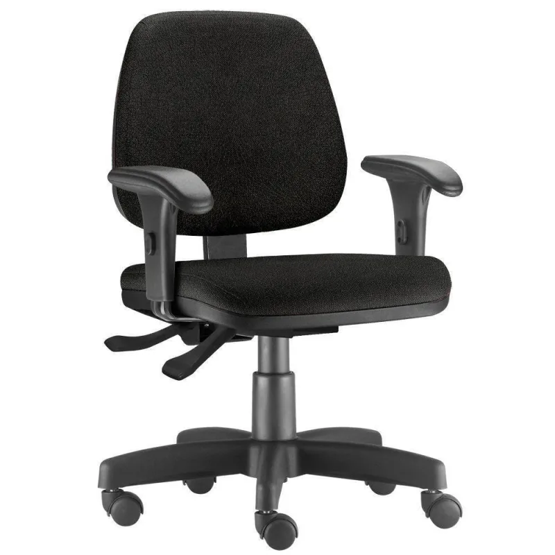 Cadeira Giratória Job Escritório Couro Sintético Preto - Lyam Decor