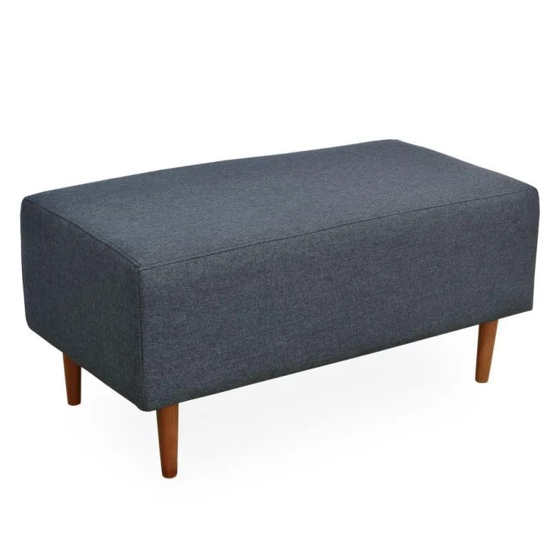 Puff Decorativo Sala de Estar Cléo W01 Pés Palito 90 cm Linho Chumbo - Lyam Decor - Lyam Decor - Móveis