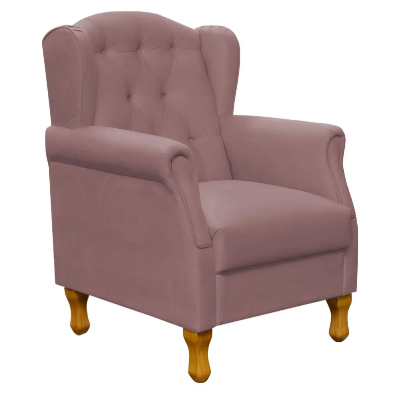 Poltrona Decorativa Para Sala de Estar Yara P02 Suede Rosê - Lyam Decor - Lyam Decor - Móveis