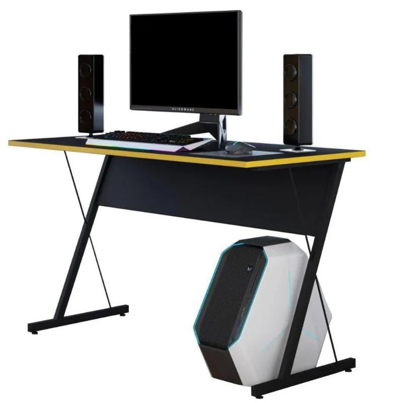 Mesa Para Computador Notebook PC Gamer Kombat F01 Preto Amarelo - Lyam Decor - Lyam Decor
