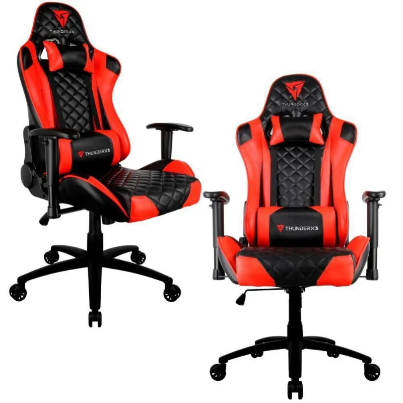 Kit 02 Cadeiras Gamer Office Giratória com Elevação a Gás TGC12 Preto Vermelho - ThunderX3 - Lyam Decor