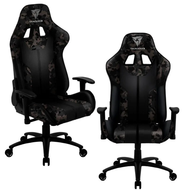 Kit 02 Cadeiras Gamer Office Giratória com Elevação a Gás BC3 Camuflado - ThunderX3 - Lyam Decor