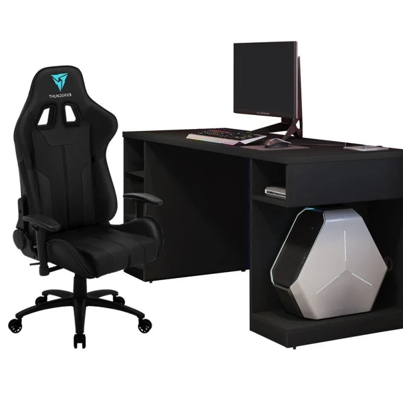 Kit Mesa Para PC Gamer Destiny com Cadeira Gamer BC3 ThunderX3 Preto - Lyam Decor - Lyam Decor - Casa