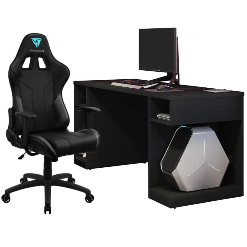 Kit Mesa Para PC Gamer Destiny com Cadeira Gamer EC3 ThunderX3 Preto - Lyam Decor - Lyam Decor