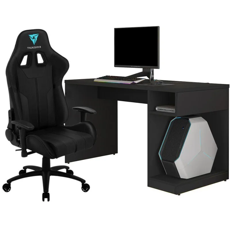 Kit Mesa Para PC Gamer Legend com Cadeira Gamer BC3 ThunderX3 Preto - Lyam Decor - Lyam Decor