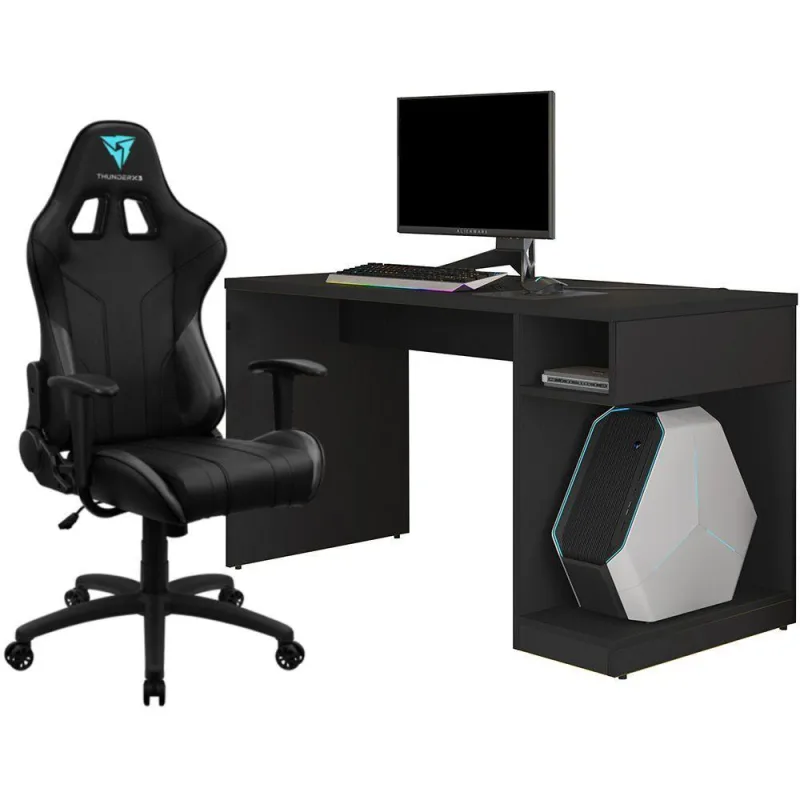 Kit Mesa Para PC Gamer Legend com Cadeira Gamer EC3 ThunderX3 Preto - Lyam Decor - Lyam Decor - Casa