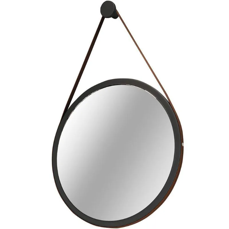 Espelho Redondo 67Cm Com Alça Adnet B01 Escandinavo Preto