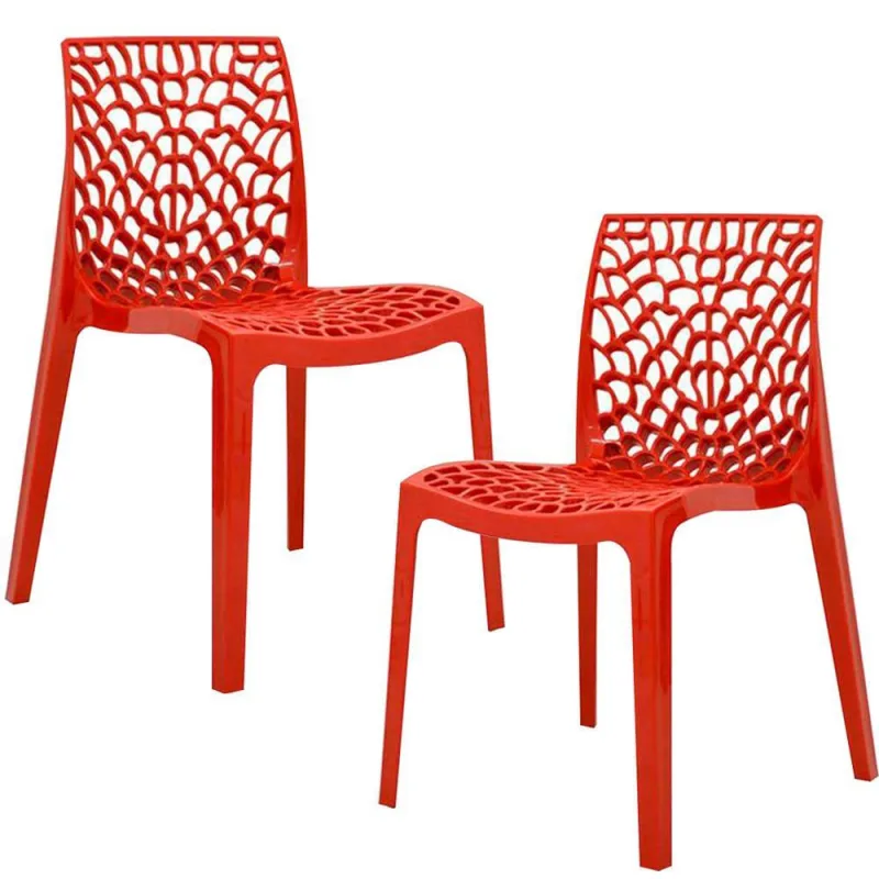 Kit 02 Cadeiras Decorativas Sala de Jantar Gruvyer F03 Vermelho - Lyam Decor - Lyam Decor