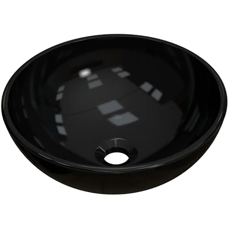Cuba de Apoio Redonda C01 Para Banheiro R30W Preto Brilho - Lyam Decor - Lyam Decor