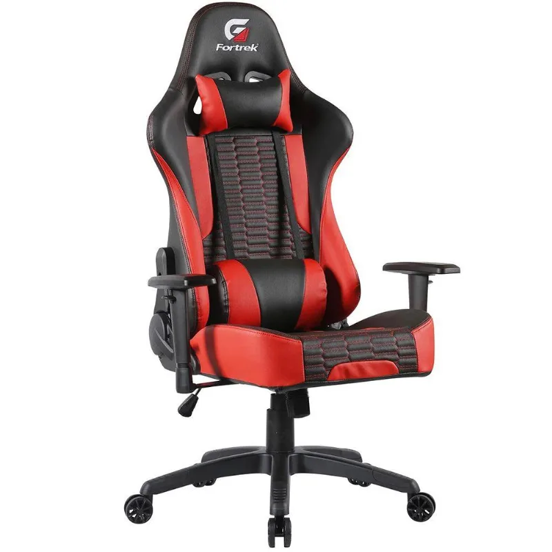 Cadeira Gamer Giratória Elevação a Gás 02 Almofadas de Apoio Cruiser H01 Preto e Vermelho - Fortrek - Lyam Decor