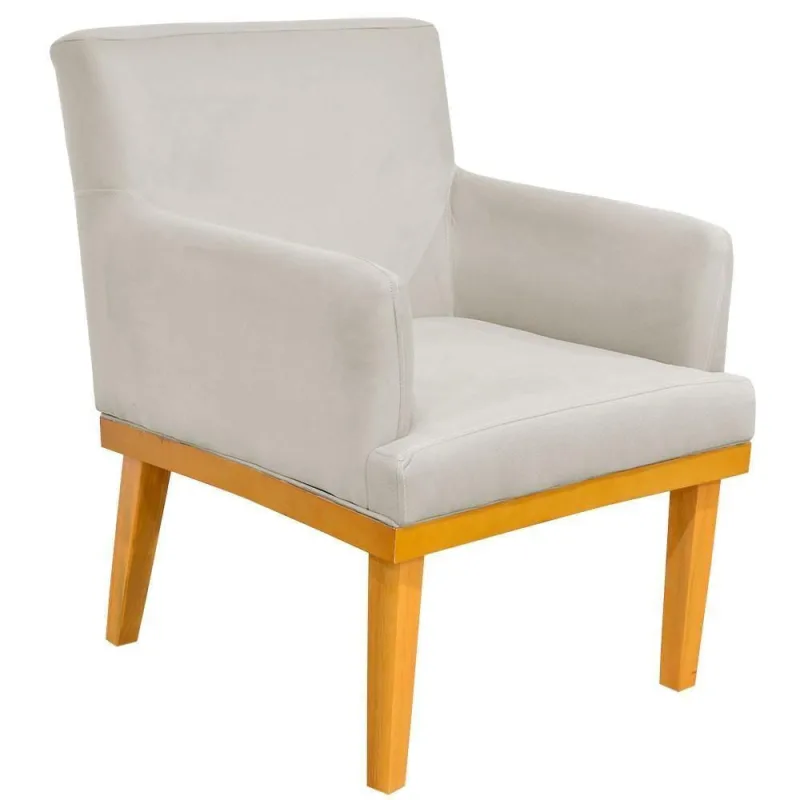 Poltrona Base Mel Beatriz Suede Bege - Lyam Decor