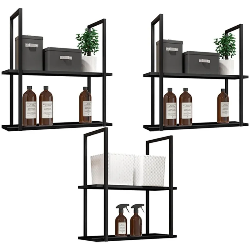 Kit 03 Prateleiras Decorativas Multiuso Industrial D01 Design Preto Fosco - Lyam Decor - Lyam Decor