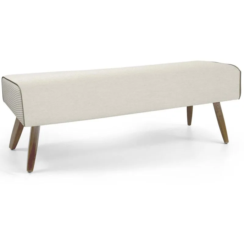 Recamier Decorativo com Pés de Madeira Viseo D02 120 cm Linho Bege B-172 - Lyam Decor - Lyam Decor - Colchões