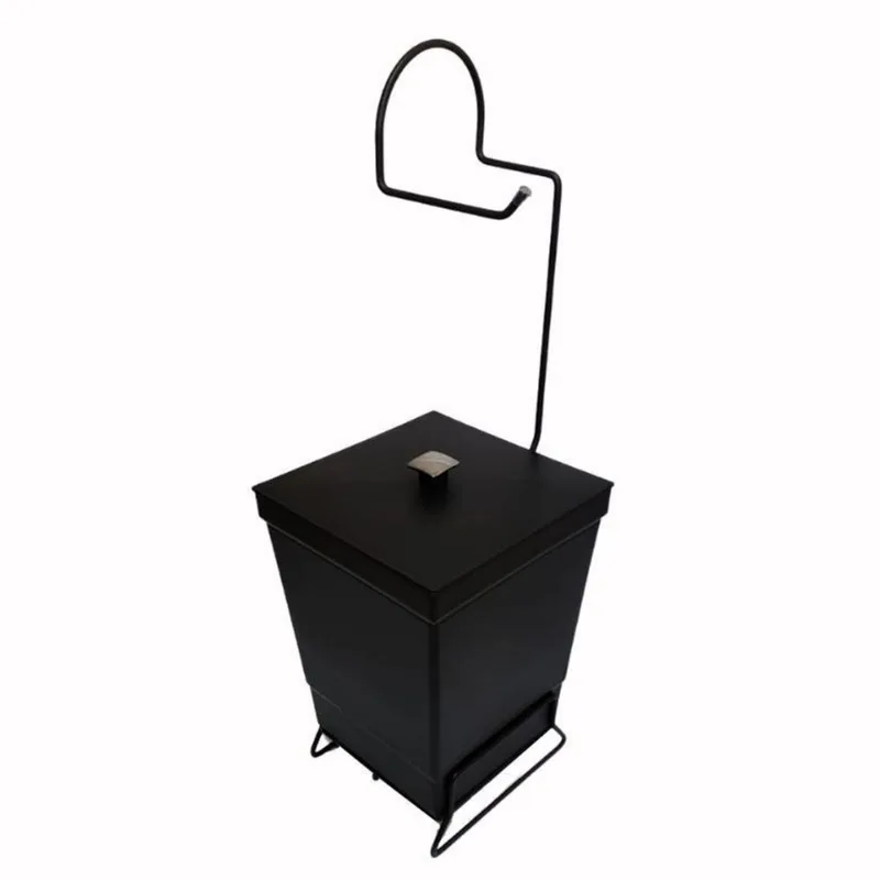 Lixeira Banheiro Com Suporte Papel Higiênico Black - Preto