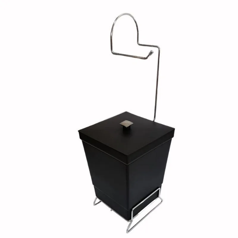 Lixeira Banheiro Com Suporte Papel Higiênico - Preto