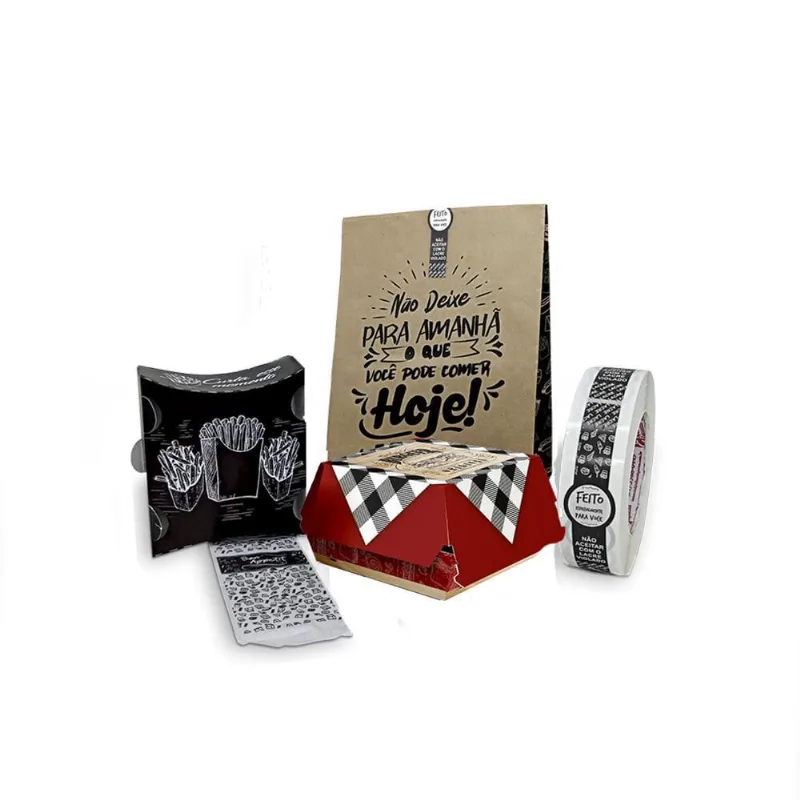 Kit Embalagens Delivery Lanches E Hamburguer - 100Un Cada