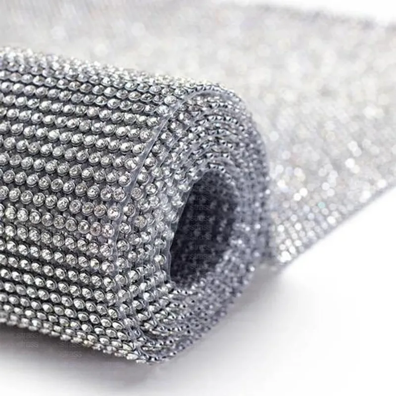 Manta De Strass Prata 45 X 1,20 Mt Alto Brilho Aa