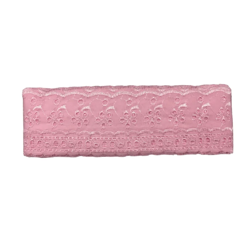 BORDADO INGLES COM PASSA FITAS 7,5CM CTL-73 COR 132 ROSA BEBE