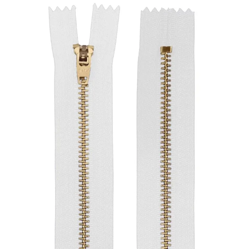 Ziper Metal Ouro Fixo Zma N4 15cm Branco 101
