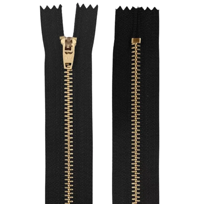 Ziper Metal Ouro Fixo Zma N4 18cm Preto 310