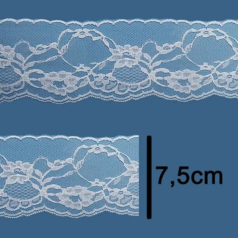 RENDA 100%POLIAMIDA R004 75MM C/50M BRANCO 101 (MT)