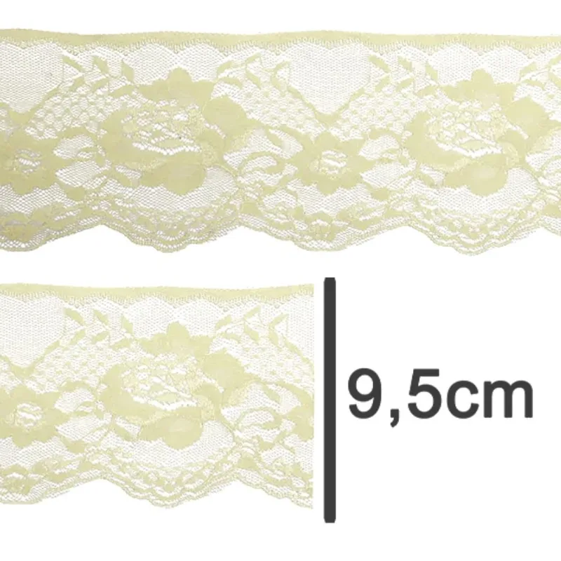 Renda 100%poliamida R005 95mm NATURAL CRU 296 (MT