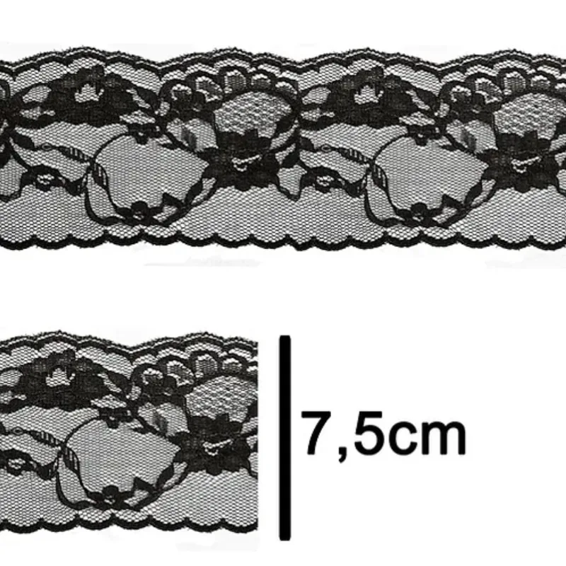 RENDA 100%POLIAMIDA R004 75MM C/50M PRETO 310 (MT)