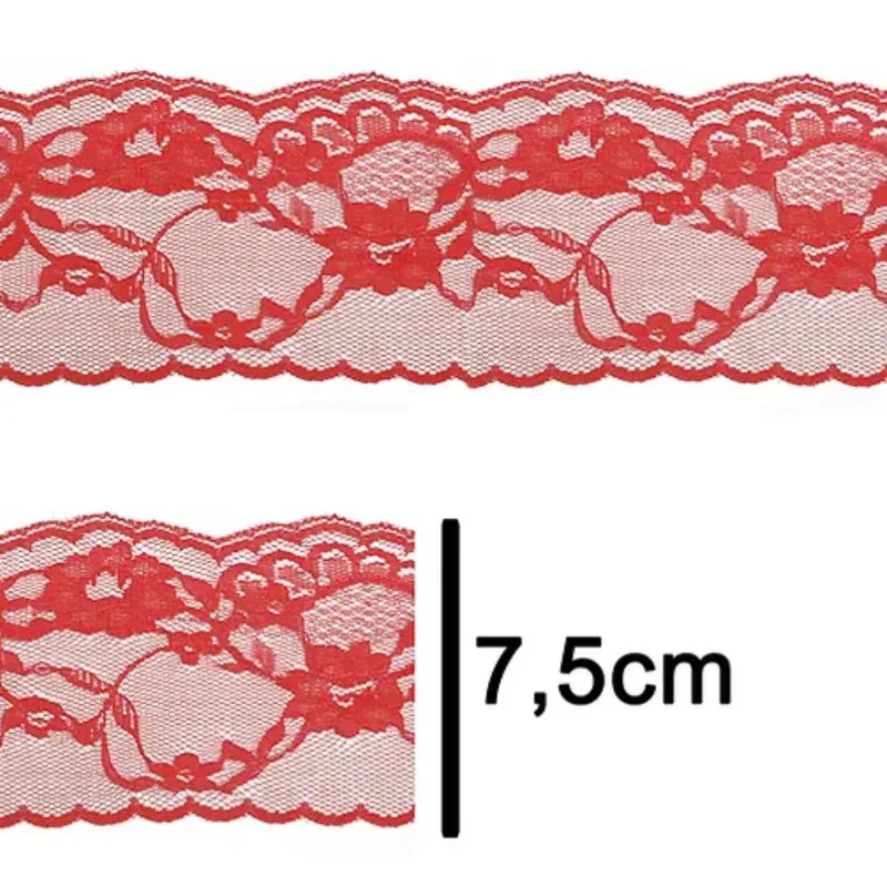 RENDA 100%POLIAMIDA R004 75MM C/50M VERMELHO 145 (MT