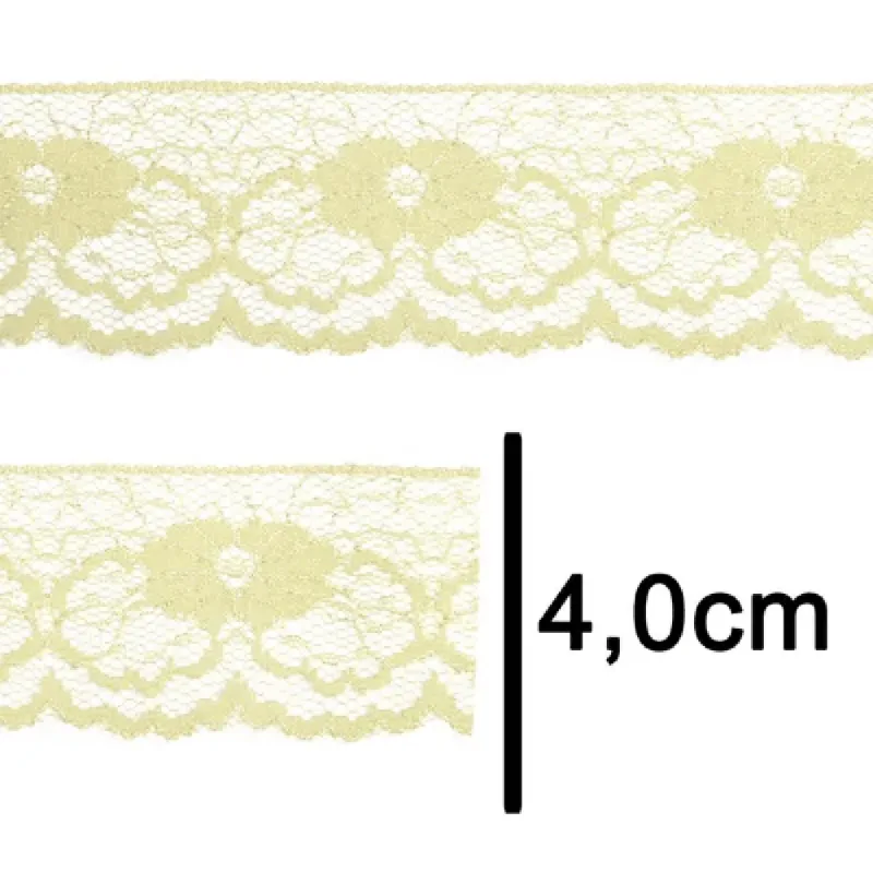 Renda 100% Poliamida R003 38mm Amarelo Gema 106