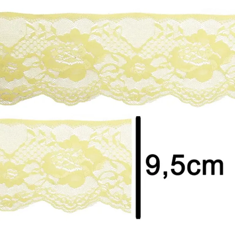 Renda 100%poliamida R005 95mm AMARELO GEMA 106 (MT