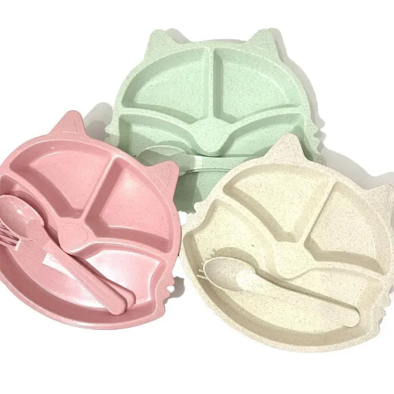 1 Kit Refeição Infantil Plástico 3 Pçs Gatinho Color