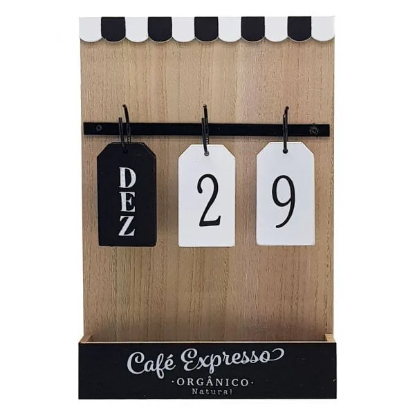 Calendário Permanente Madeira Café Expresso - Não Disponível - Papelaria