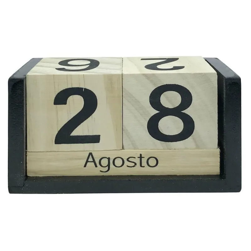 Calendário De Madeira Bege - Não Disponível