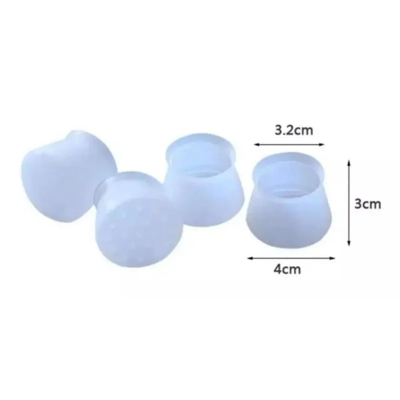Kit 4 Protetores De Silicone Branco Para Pés De Móveis
