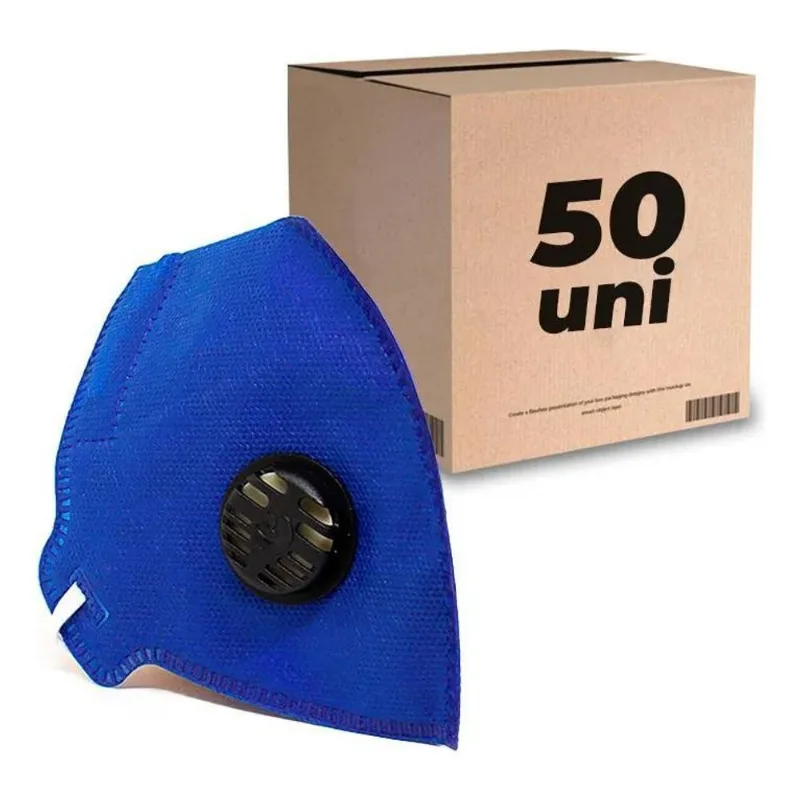 Camper Pff2 Kit 50 Unidade Máscara Respirador Válvula Azul
