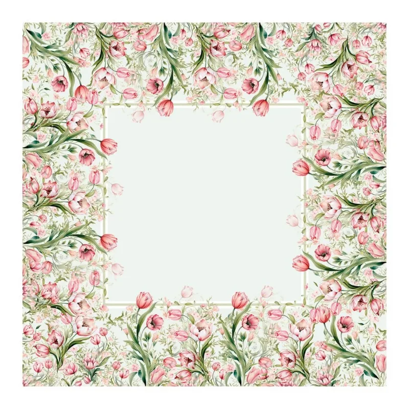 Toalha De Mesa NSW Decor 74x74cm Tulipas 6176 (MP)