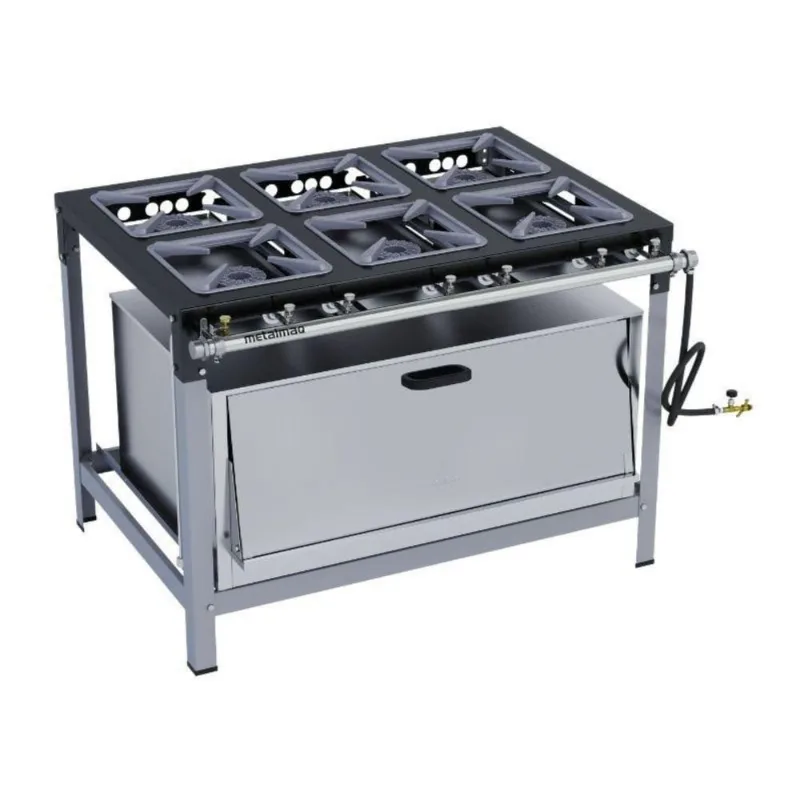Fogão Industrial 6 Bocas 30X30 Alta pressão Super Forno Metalmaq