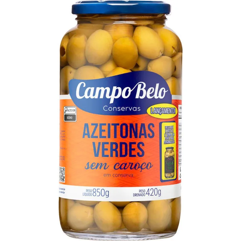 Azeitona Verde Campo Belo Sem Caroço 420g