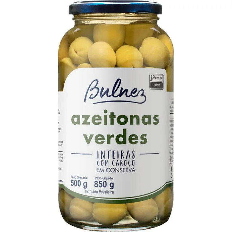 Azeitona Verde Bulnez Com Caroço 500g