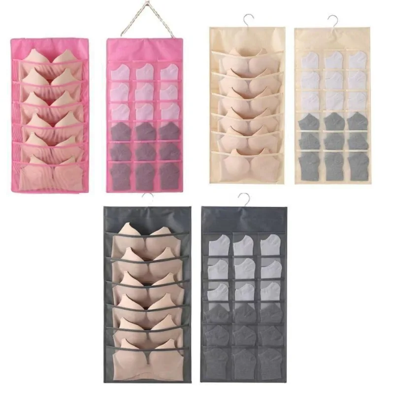 Cabide Organizador 20 Bolsos Divisorias Porta Sutia Closet Joias Guarda Roupa em Tecido Oxford 600 - OUTRAS - Móveis