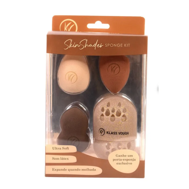 Esponja Klass Vough Skin Shades Trio de Esponjas + Porta Esponja 01 Unidade - KLASS VOUGH - Beleza