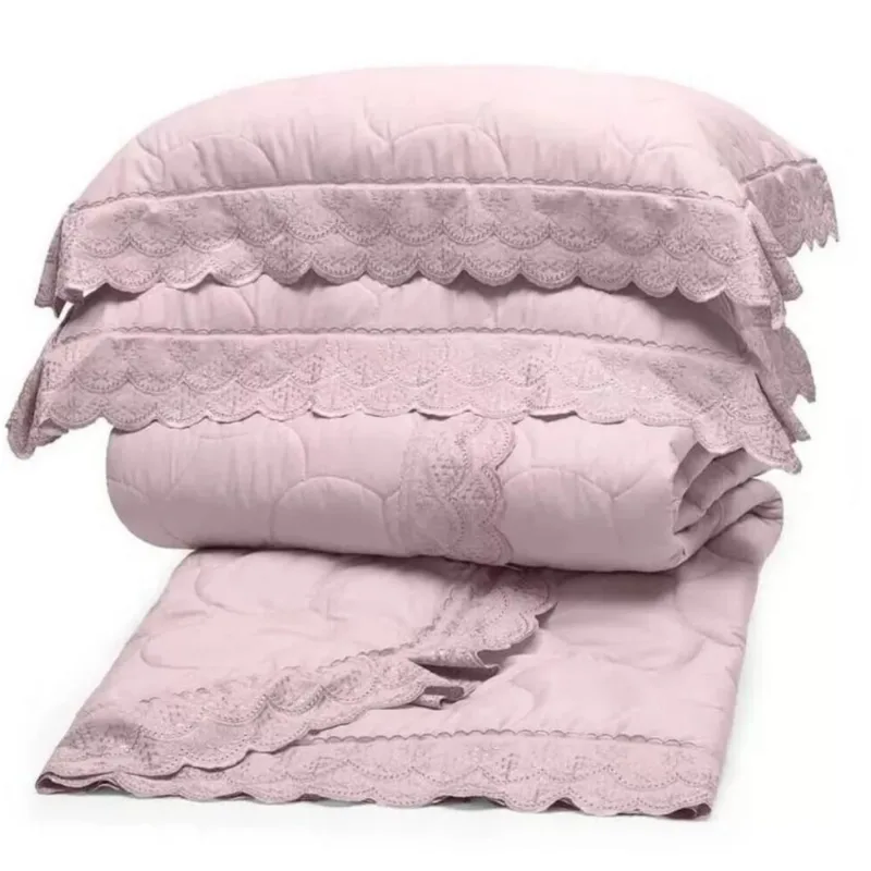 Kit Colcha Cobreleito King Bordado Renda Sonata 3 Peças Buettner