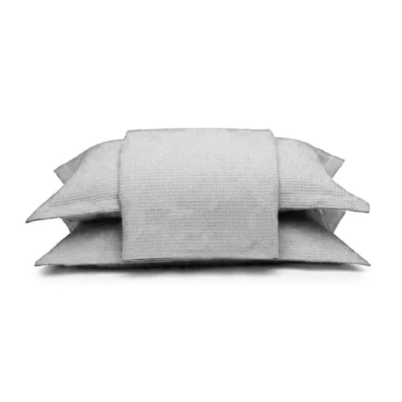 Kit Colcha Cama Casal Piquet 100% Algodão 3 Peças Favo Liso