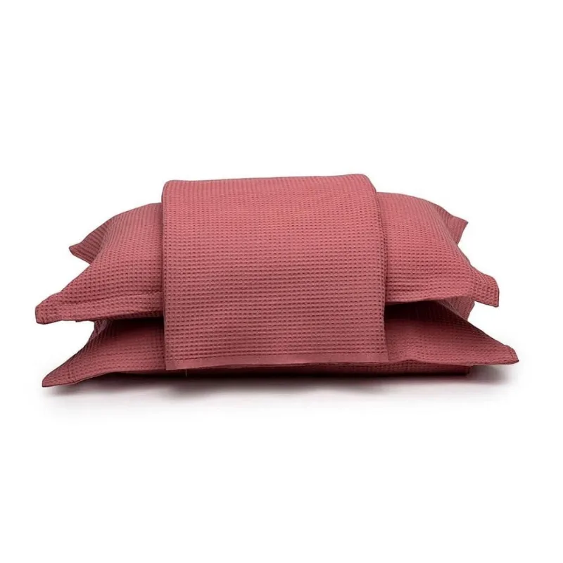 Kit Colcha Cama Casal Piquet 100% Algodão 3 Peças Favo Liso