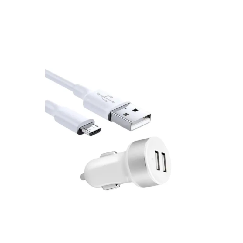 Carregador Veicular Duas Entradas Turbo V8 Micro Usb Compatível Samsung Xiaomi Motorola Ou Android