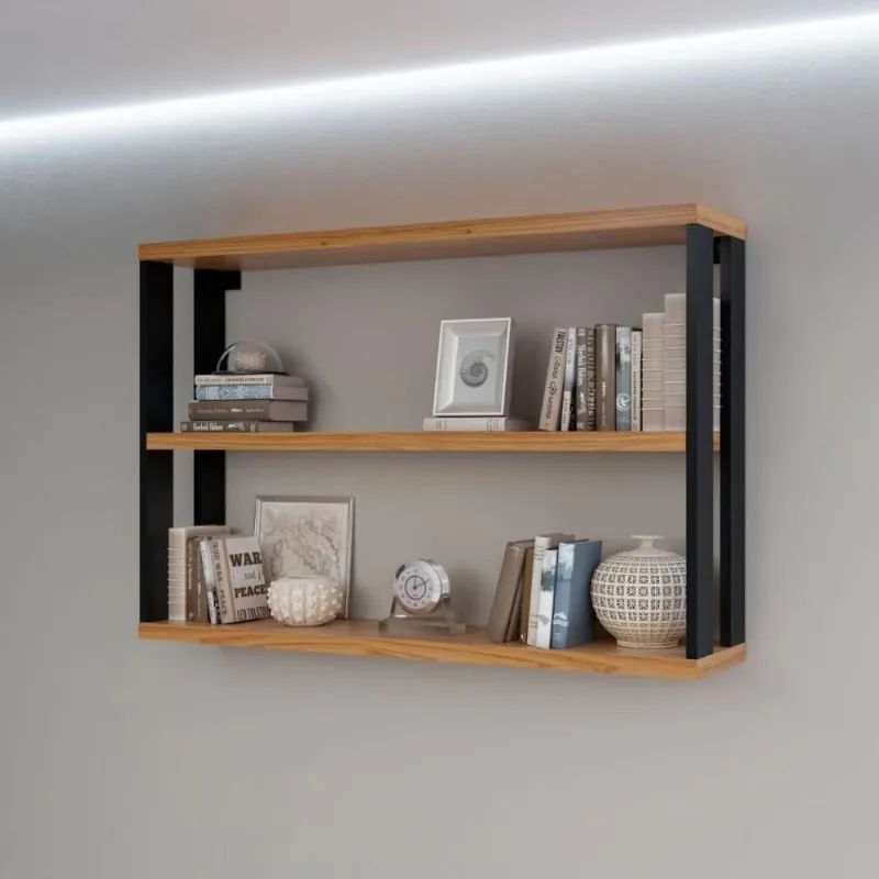 Nicho F26 2 Prateleiras MDF 89.5CM Freijó com Preto Dalla Costa - OUTRAS MARCAS
