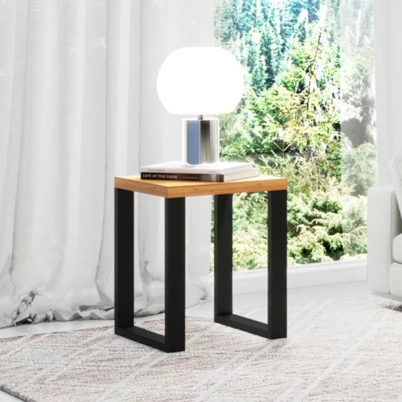 Mesa de Canto F33 Quadrada Tampo MDF Base MDF 44CM Freijó e Preto Fosco Dalla Costa - OUTRAS MARCAS - Agro