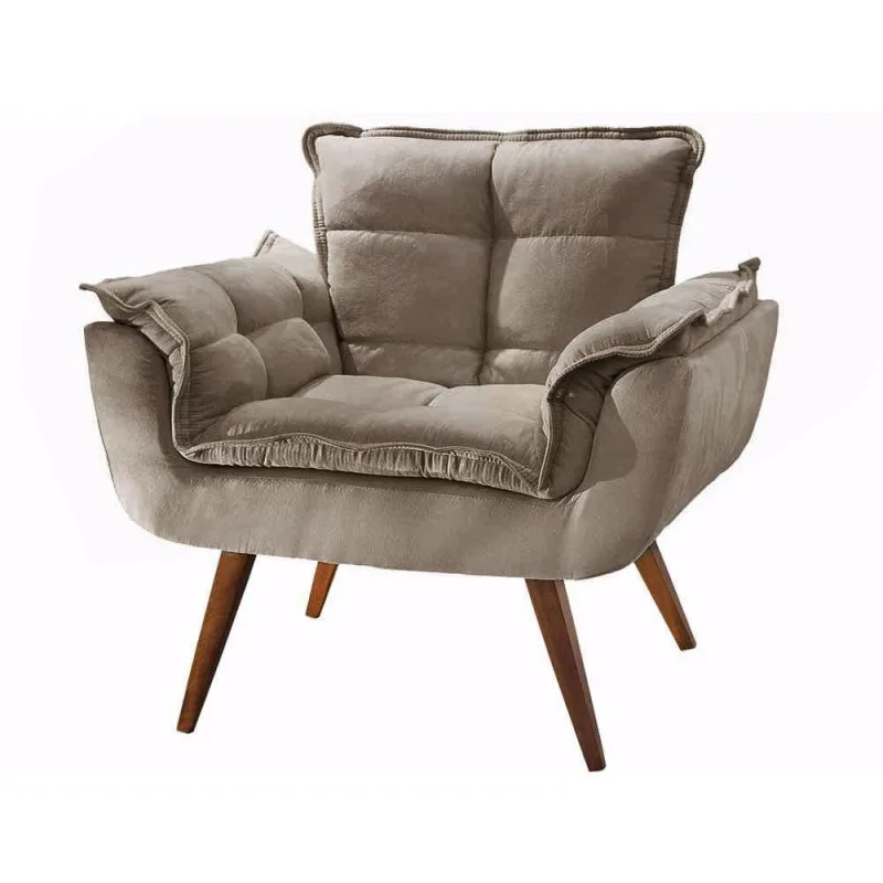 Poltrona Pérola Suede Tecido Cappuccino - D Salla