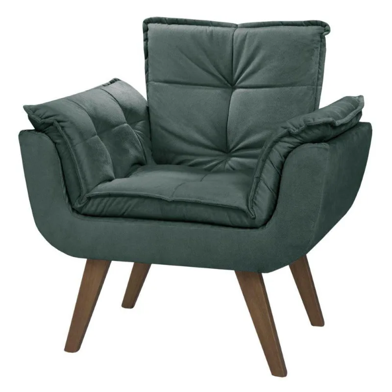 Poltrona Pérola Suede Tecido Verde - D Salla